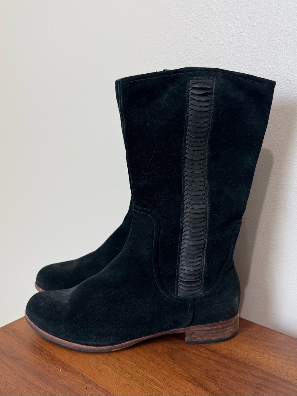 Black Suede UGG Mid Calf Boots Boho Western
